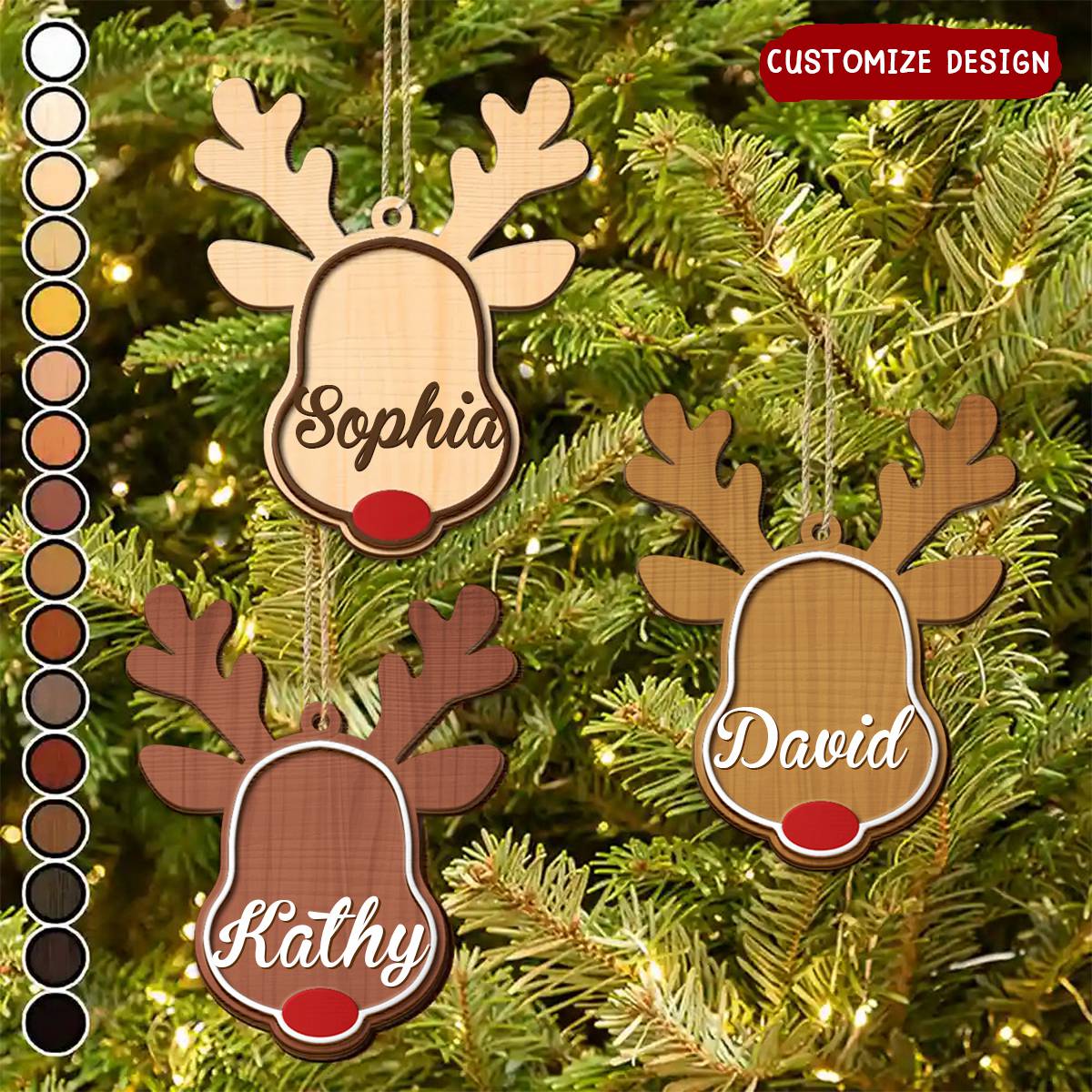 2024 New Release - Santa's Reindeer Christmas - Personalized 2-Layered Wooden Ornament