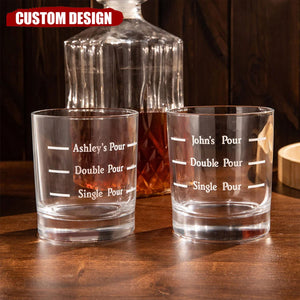 Personalized Pour Line Whiskey Glass - Father's Day Gift for Dad and Husband