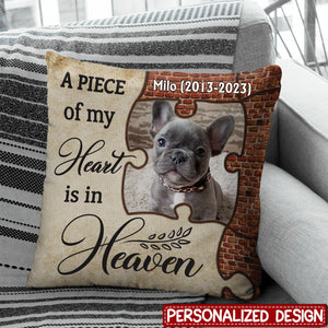 Custom Photo A Piece Of My Heart Is At The Rainbow Bridge - Memorial Gift, Family, Pet Lover - Personalized Custom Pillow