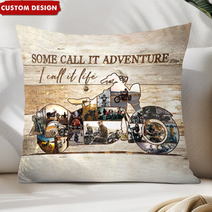 I Call It Life - Motorcycle Photo Collage Personalized Pillow