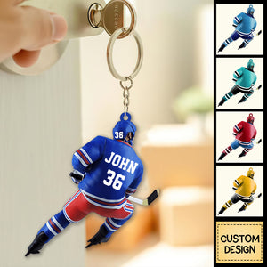 Personalized Ice Hockey Player Acrylic Keychain-Great Gift Idea For Ice Hockey Lovers