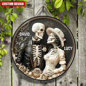 Skull Couple Personalized Wood Sign