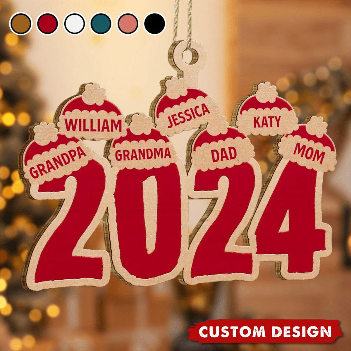 2024 New Release - Christmas Santa Hats - Personalized Wooden Christmas Ornament