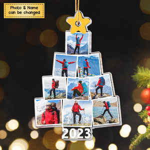 Photo Hiking Christmas Tree - Personalized Acrylic Photo Ornament