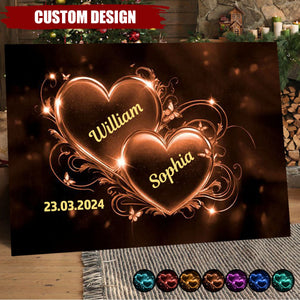 Double Heart Personalized Couple Poster, Anniversary Gift for Couple