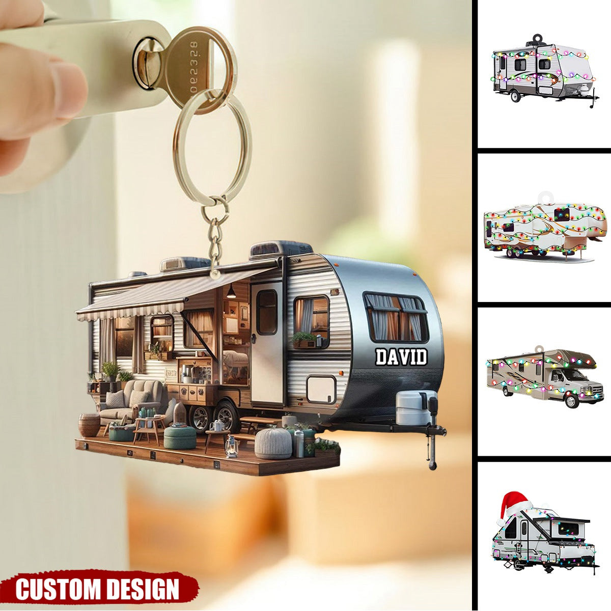 Personalized Camping Car Keychain - Gifts For Camping Lovers