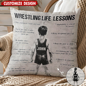 Personalized Wrestling Boy/Girl Life Lessons Pillow-Gift For Wrestling Young Lovers