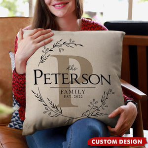 Personalized Family Name Pillow, Customize with Name and Established Date