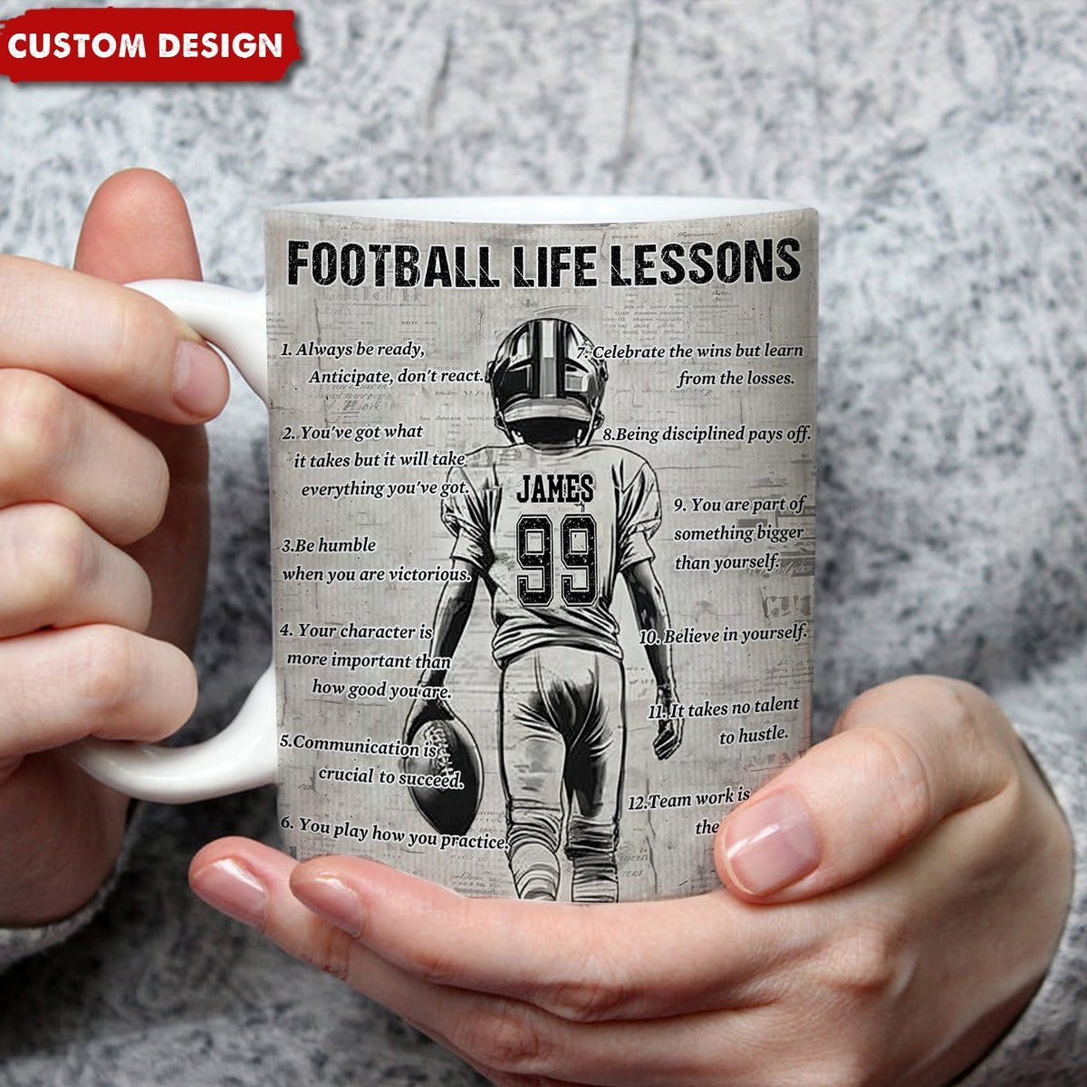 Personalized Kid Football Life Lessons Mug - Great Gift For Football Lovers