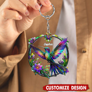 Beautiful Hummingbird - Personalized Bird Acrylic Keychain