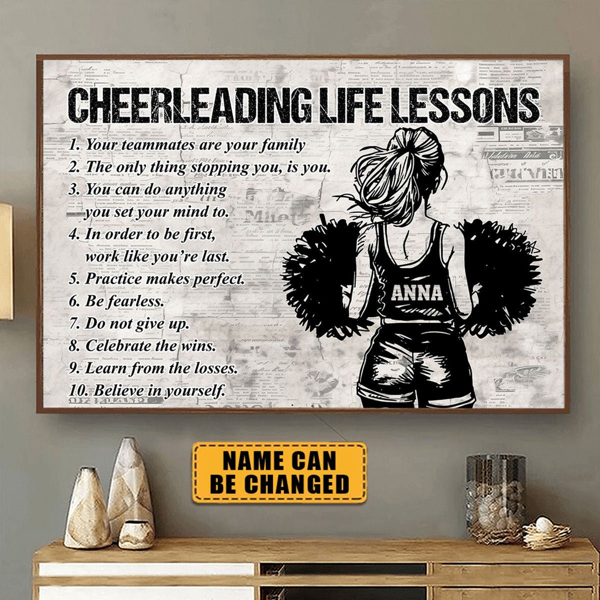 Personalized Cheerleading Life Lessons Girl Poster-Gift For Cheerleading Lovers