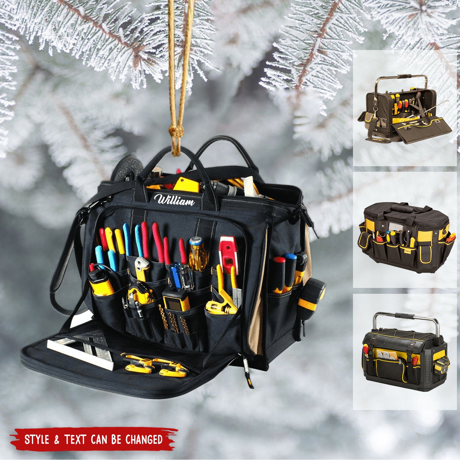 Personalized Plumber Tool Bag Acrylic Ornament, Christmas Tree Decor For Plumbers