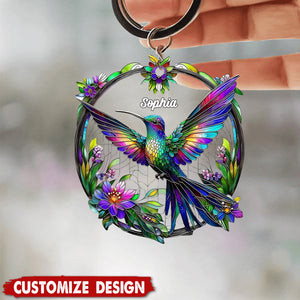 Beautiful Hummingbird - Personalized Bird Acrylic Keychain