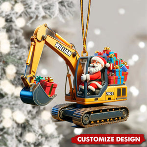 Personalized Santa on The Excavator Christmas Ornament, 2024 New Release Gifts For Kids