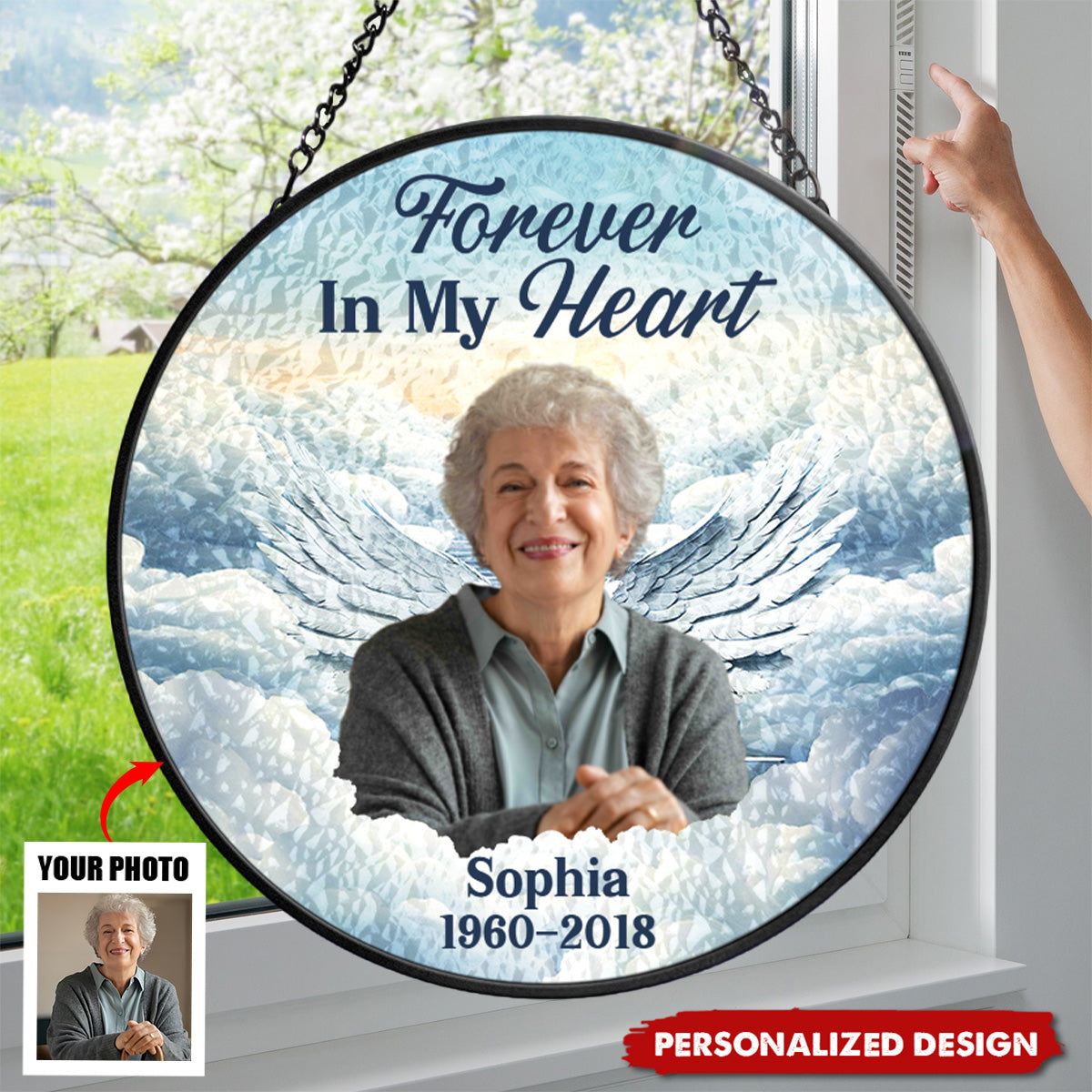 In Loving Memory Memorial Heaven-Personalized Window Hanging Suncatcher