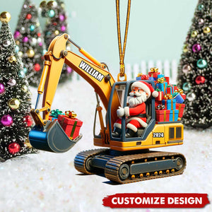 Personalized Santa on The Excavator Christmas Ornament, 2024 New Release Gifts For Kids