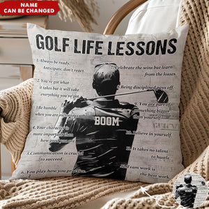 Gift For Golf Lovers-Personalized Golf Life Lessons Pillow