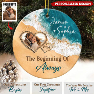 The Year We Became Mr & Mrs – Personalized Beach Christmas Ceramic Ornaments Gift For Couple