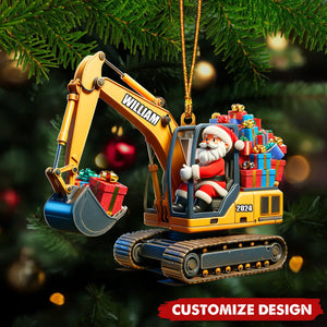 Personalized Santa on The Excavator Christmas Ornament, 2024 New Release Gifts For Kids