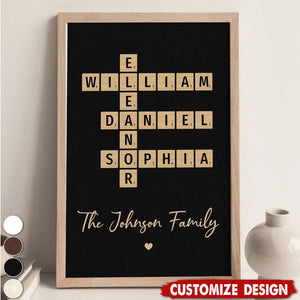 Family Crossword Art - Created In A Moment - Treasured Forever Personalized Poster