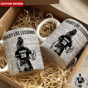 Personalized Rugby Life Lessons Mug - Great Gift For Rugby Lovers