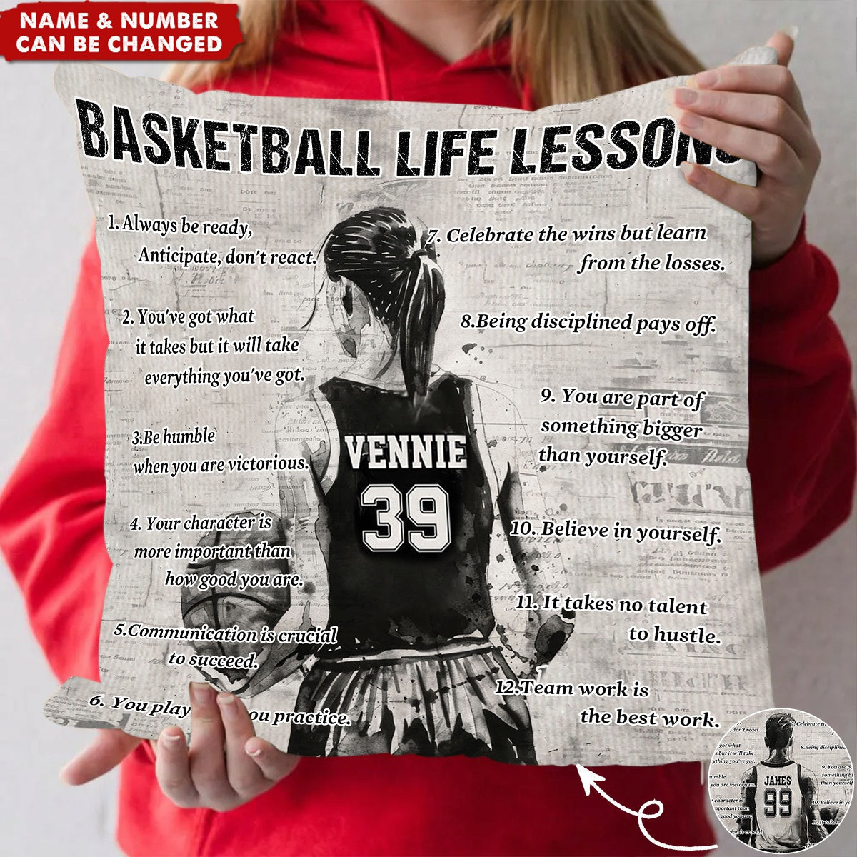 Personalized Basketball Life Lessons Pillow-Gift For Basketball Lovers