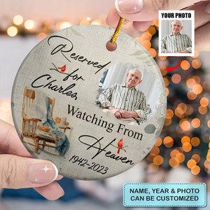 Watching From Heaven - Personalized Custom Ceramic Ornament - Christmas, Memorial Gift For Family Members