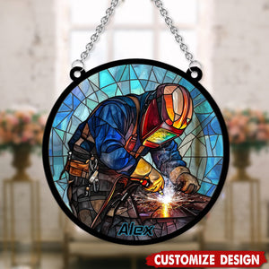 Yes I Know I'm On Fire Let Me Finish-Personalized Welding Suncatcher Ornament, Gift For Welders