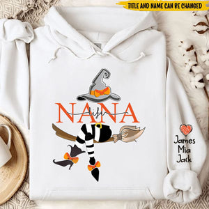 Personalized Grandma Life Witch With Grandkids Halloween Hoodie