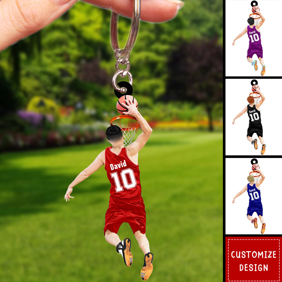 Personalized Basketball Player Jumping Dunking Keychain-Gift For Basketball Lovers