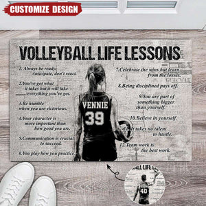 Personalized Volleyball Life Lessons Doormat - Gift For Volleyball Lovers