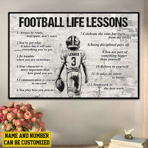 Personalized American Football Life Lessons Boy Poster-Gift For American Football Lovers