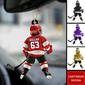 Personalized Kid Hockey Player Car Ornament - Gift For Hockey Lover