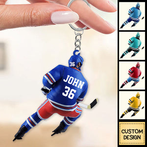 Personalized Ice Hockey Player Acrylic Keychain-Great Gift Idea For Ice Hockey Lovers