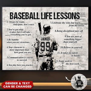 Personalized Baseball Life Lessons Poster - Gift For Baseball Lovers