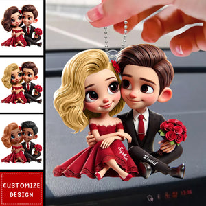 Romantic Elegant Valentine Couple Personalized Car Ornament-Gift For Couple