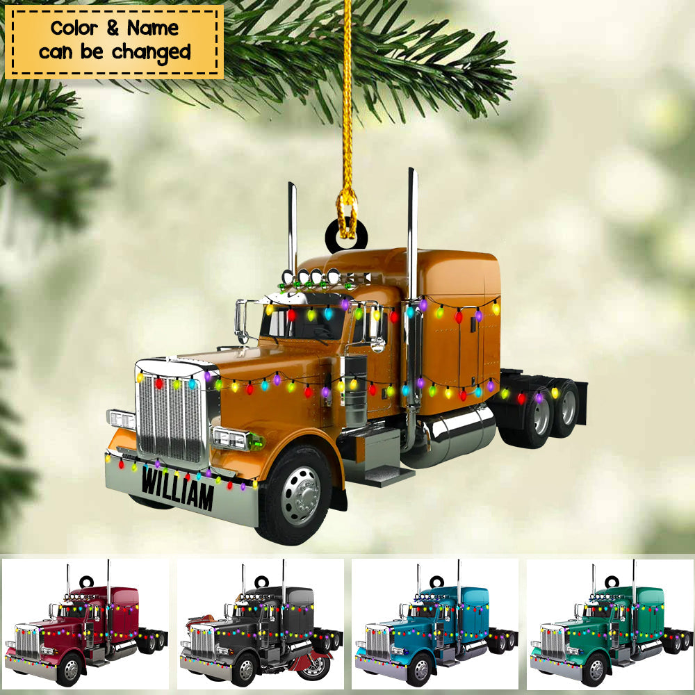 Personalized Truck Christmas Ornament / Keychain - Gift For Trucker