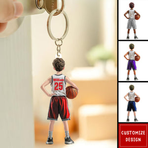 Personalized Kid Basketball Player Keychain - Gift For Basketball Lover