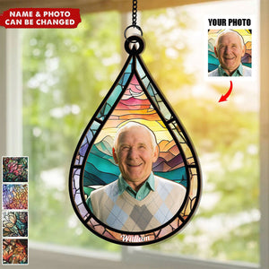 Memorial Family Gift Teardrop - Personalized Window Hanging Suncatcher Photo Ornament