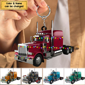 Personalized Truck Christmas Ornament / Keychain - Gift For Trucker