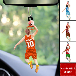 Personalized Basketball Player Jumping Dunking Car Ornament-Gifts For Basketball Lovers