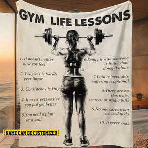 Gym Life Lessons-Personalized Gym Girl Blanket-Gift For Gym Lovers