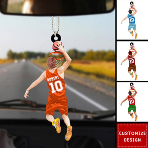 Personalized Basketball Player Jumping Dunking Car Ornament-Gifts For Basketball Lovers