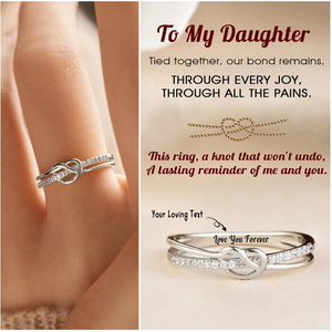 Link Forever - Personalized Heart Knot Ring, Gift for Couple, Mother, Daughter