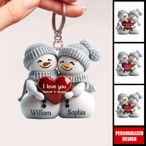 2024 New Release Couple Snowman Personalized Acrylic Keychain