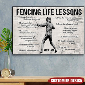 Personalized Fencing Life Lessons Poster-Gift For Fencing Lovers