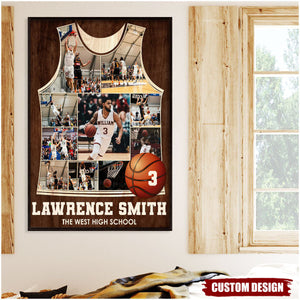 Personalized Basketball Jersey Photo Collage Poster, Basketball Player Gift