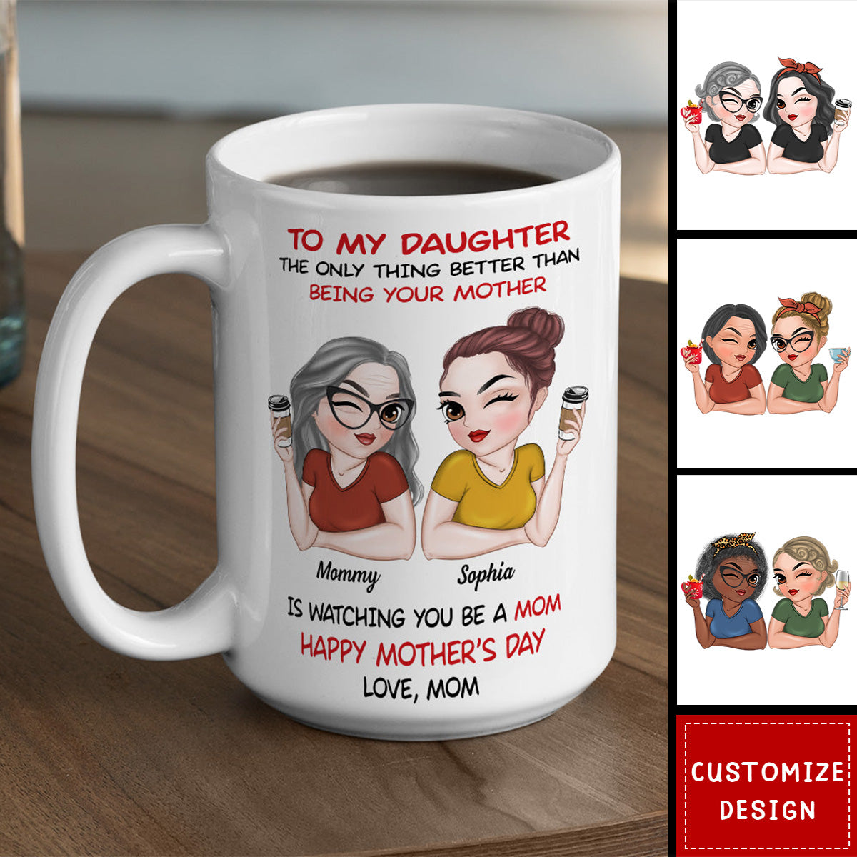 To My Daughter Happy Mother Day - Personalized Custom Coffee Mug