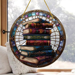 Book Stack Personalized Window Hanging Suncatcher