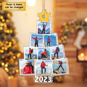 Photo Hiking Christmas Tree - Personalized Acrylic Photo Ornament